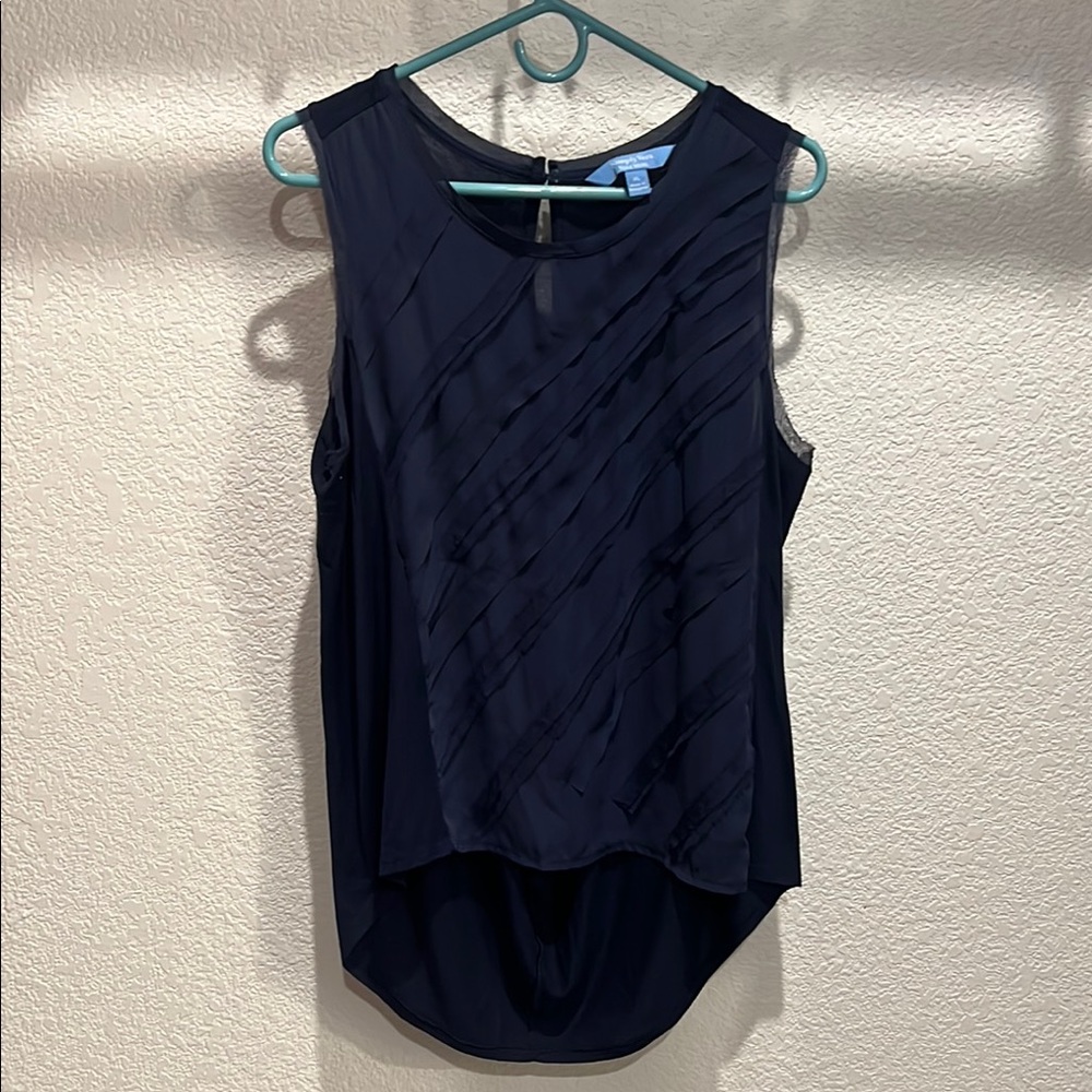 Simply Vera Vera Wang Asymmetrical Ruffled Blue Tank Top